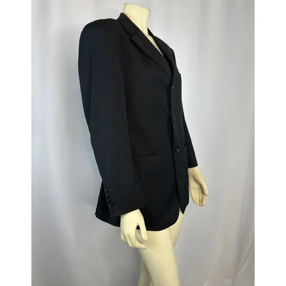 Demantie Super 150's Sport Coat Blazer hand tailored black size S/36 W/30